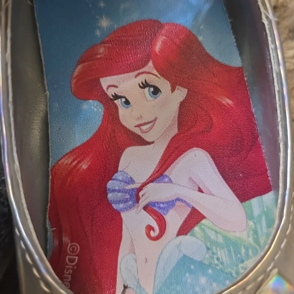 New Disney Ariel Toddler Size 6 Silver Glitter Adjustable Strap Party Shoes‎